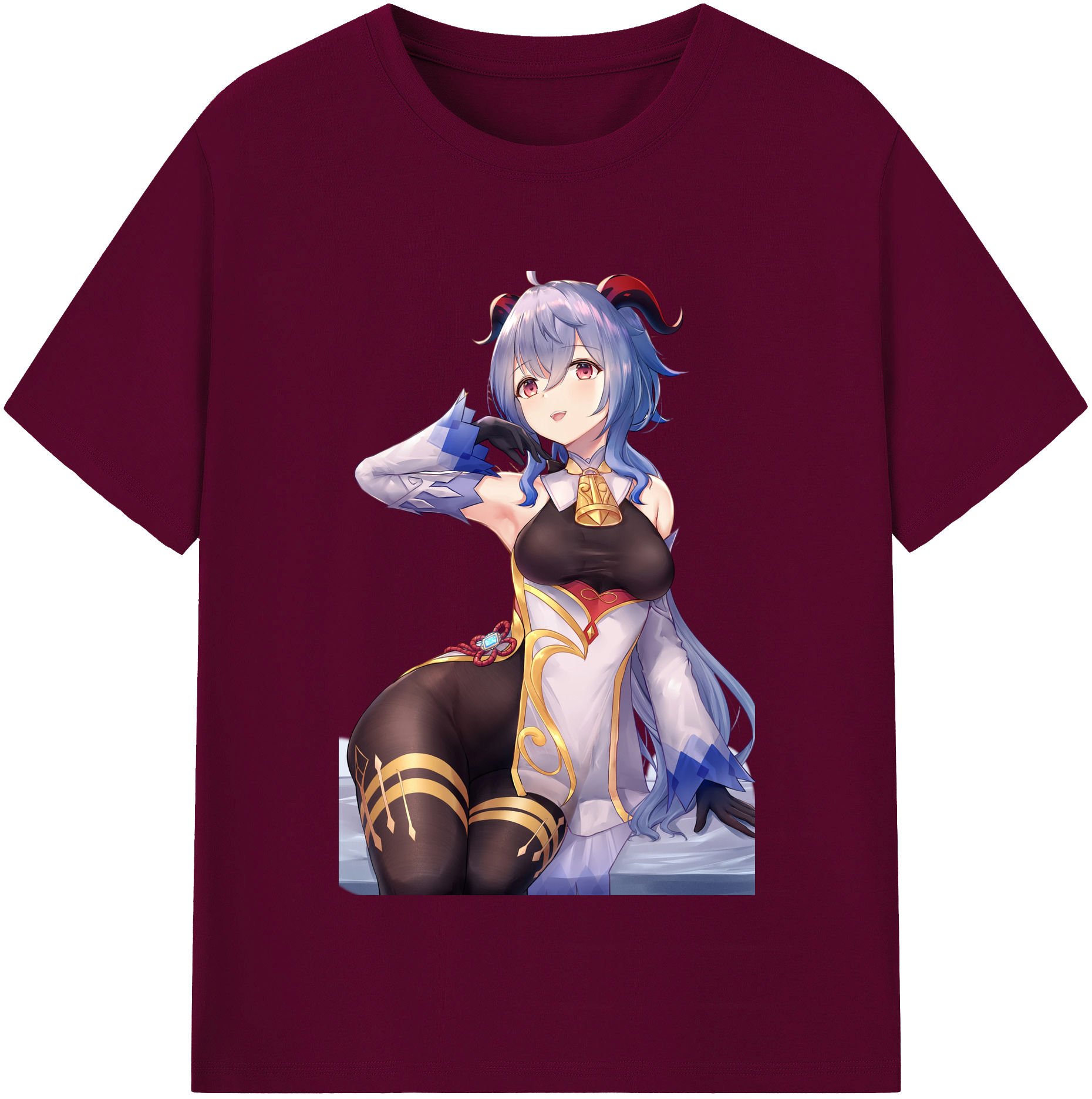 げんし神 甘雨 かんう genshin Ganyu レディースカジュアルプリントTシャツ（綿100％）